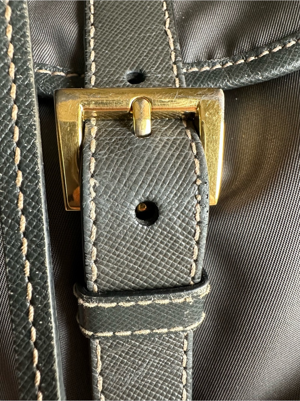 Prada Gray Nylon Drawstring Backpack with Gold Hardware - Picture 13 of 16
